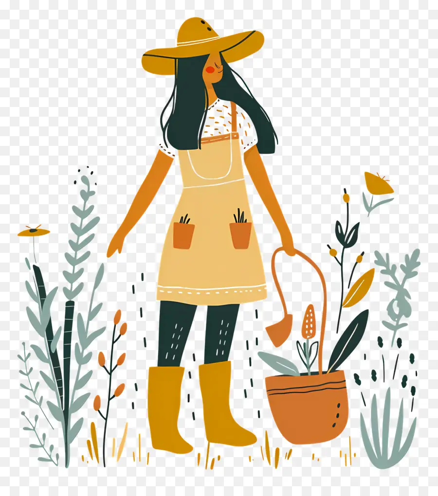 Femme De Jardinage，Jardinier PNG