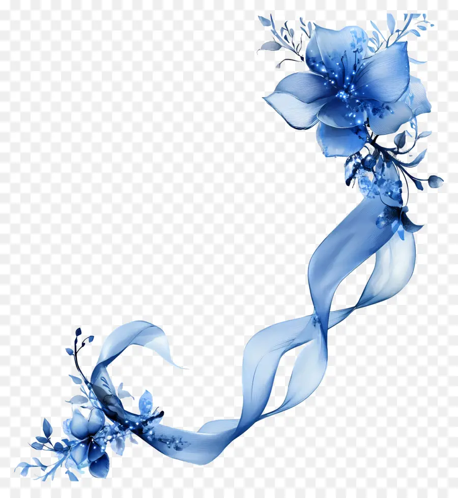 Ruban Bleu，Fleurs Bleues PNG