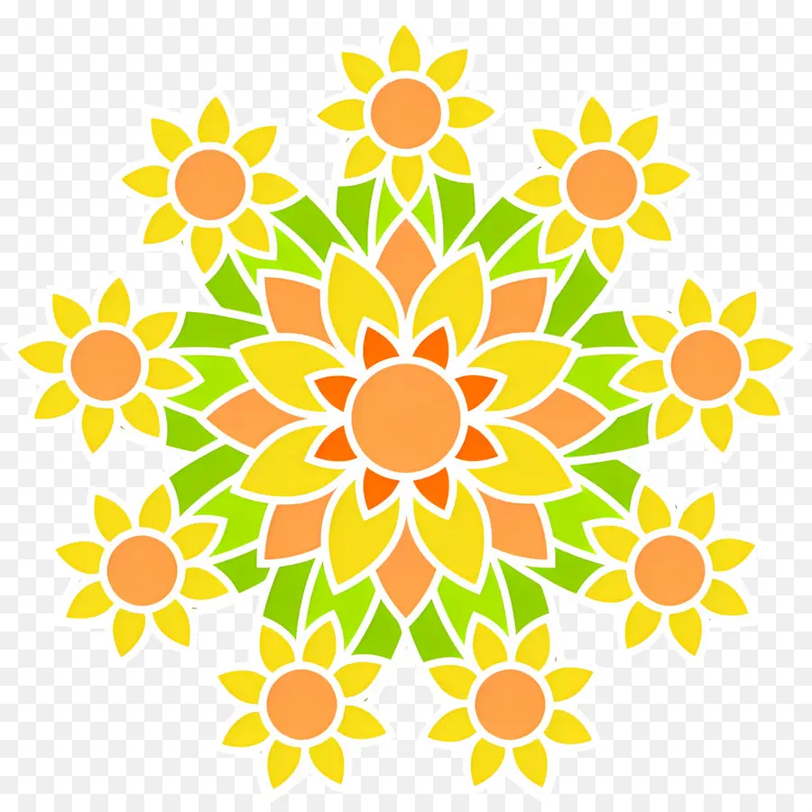 Mandalas，Motif Floral Coloré PNG