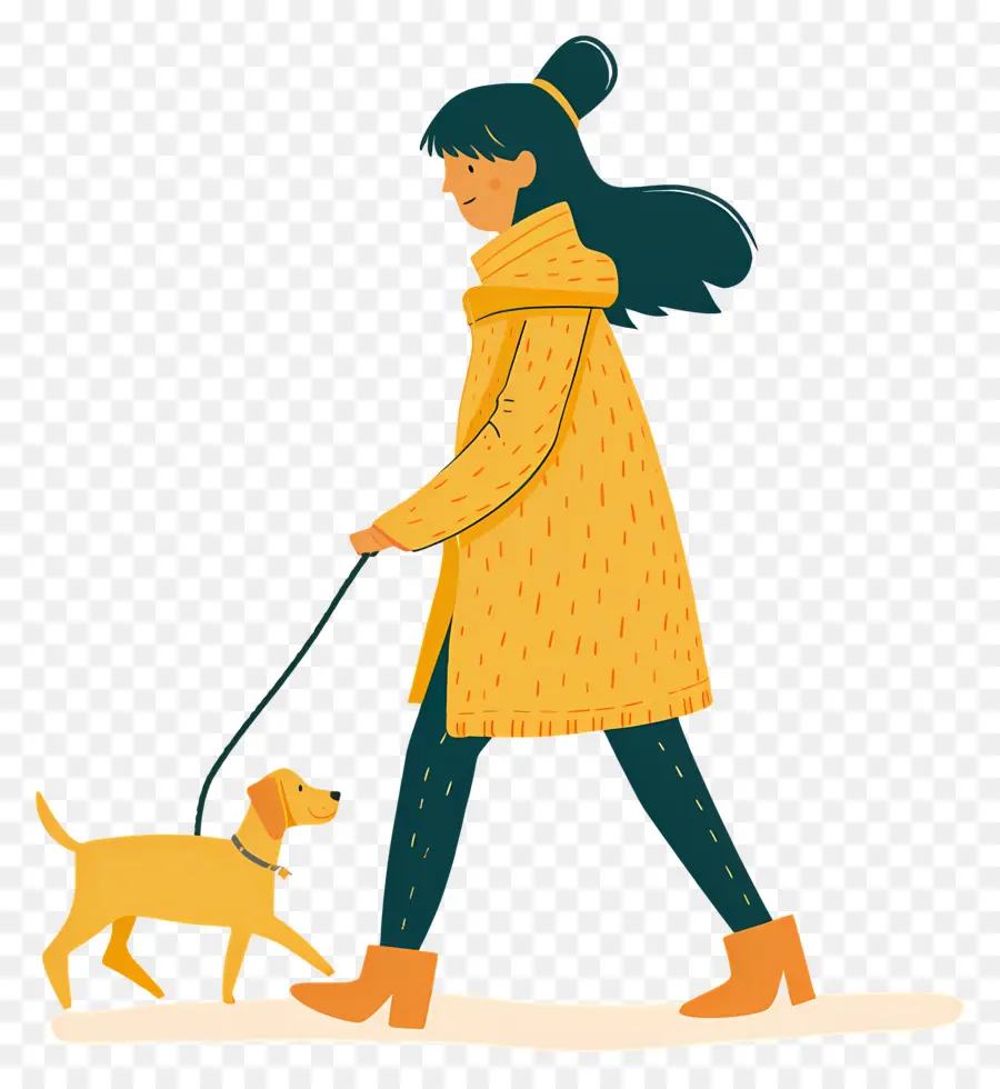 Femme Qui Promène Son Chien，Fille Qui Promène Un Chien PNG