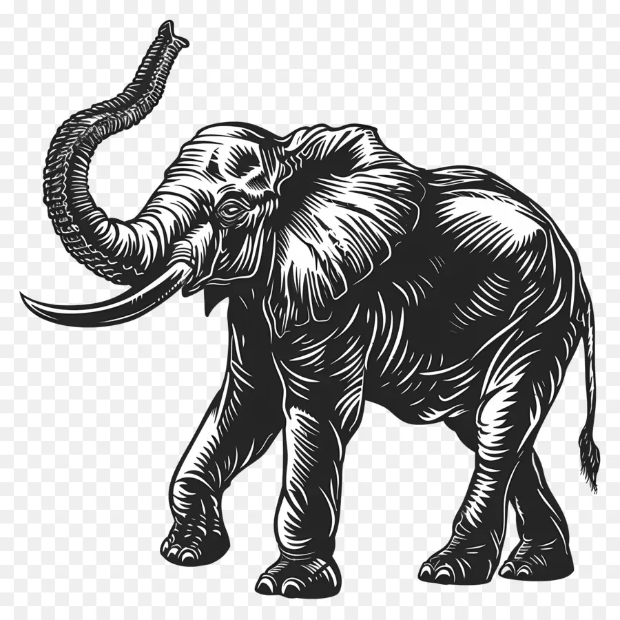 Trompe D'éléphant Jusqu'à La Silhouette，Éléphant PNG