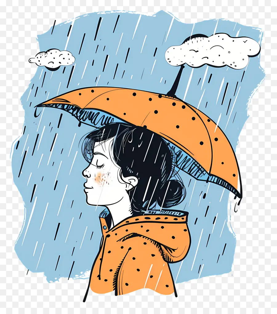 Femme Appréciant La Pluie，Jour De Pluie PNG