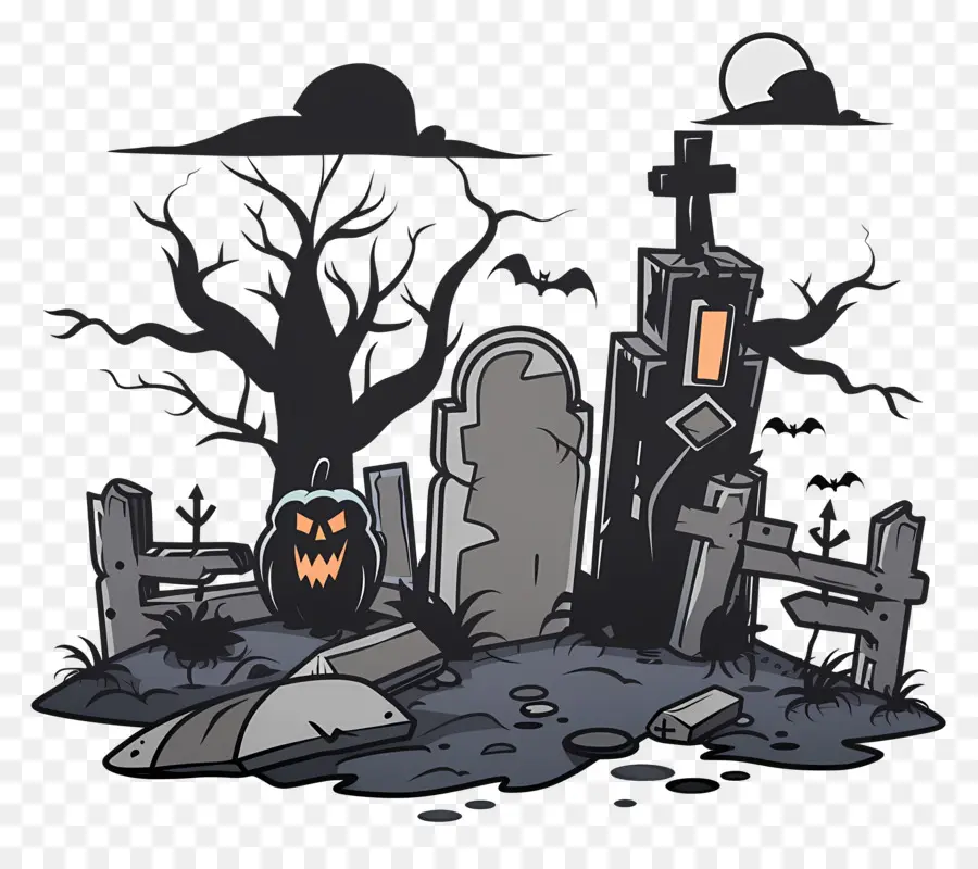 Cimetière D'halloween，Cimetière PNG