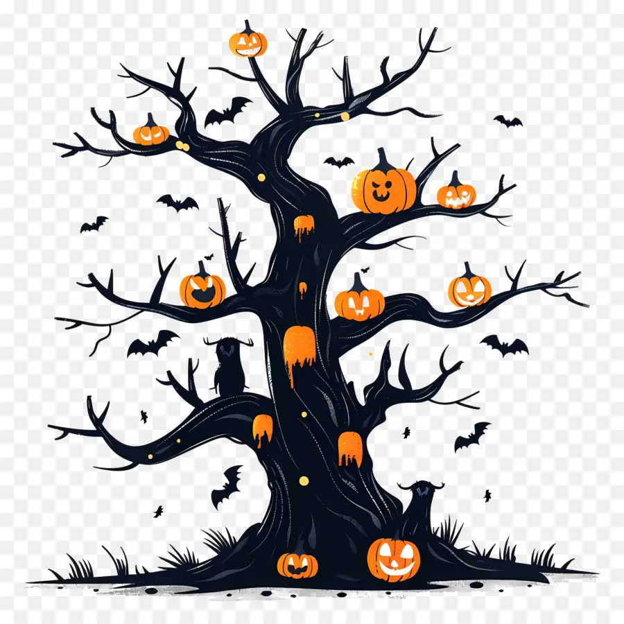 Arbre D'halloween Effrayant，Arbre Effrayant PNG