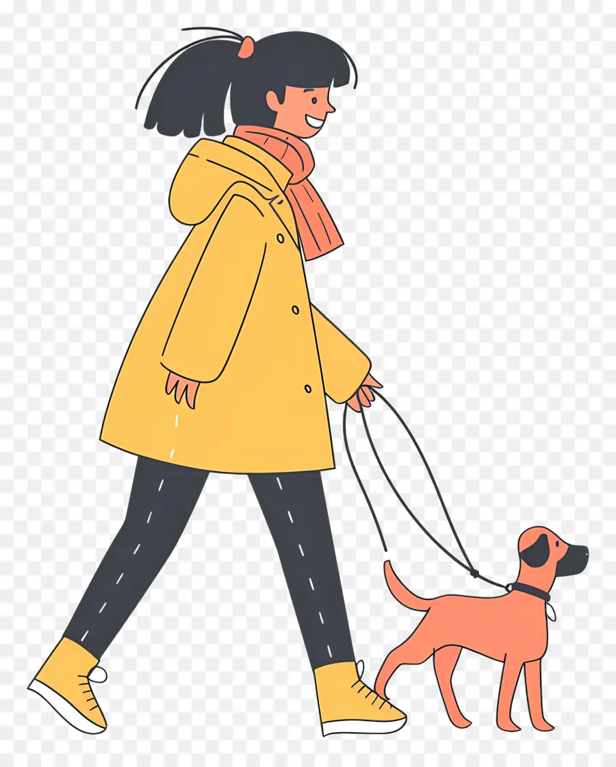 Femme Qui Promène Son Chien，Fille Qui Promène Un Chien PNG