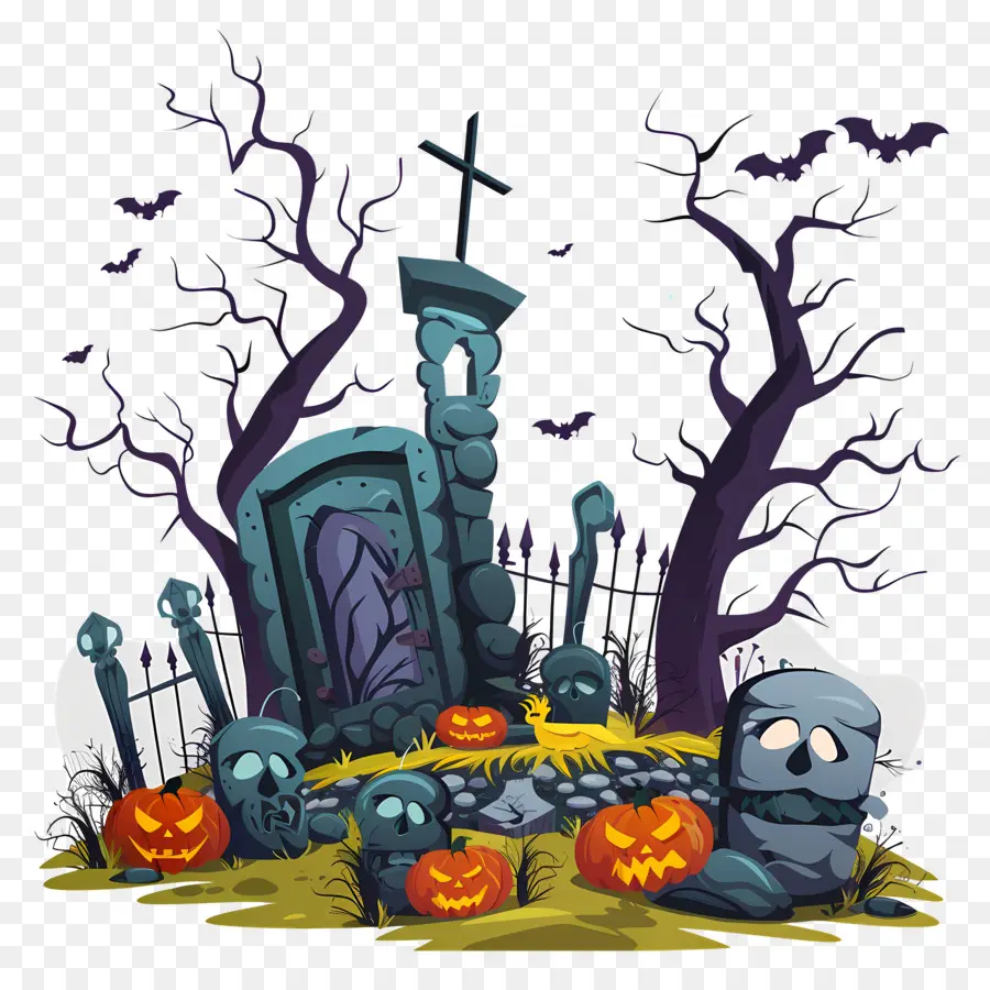 Cimetière D'halloween，Cimetière PNG