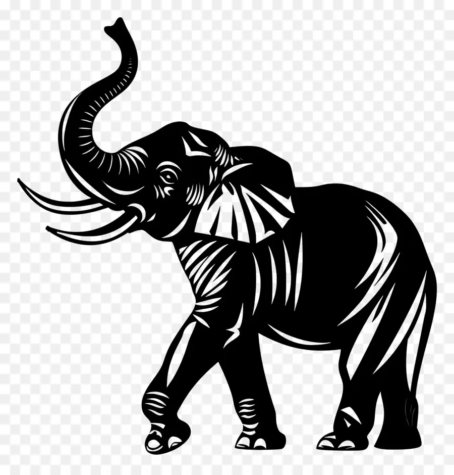 Trompe D'éléphant Jusqu'à La Silhouette，Silhouette D'éléphant PNG