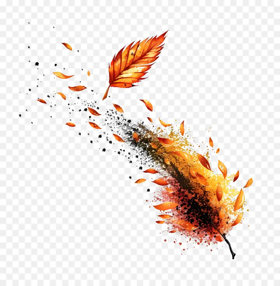 Feuille D'automne Dans Le Vent，Plume D'automne PNG