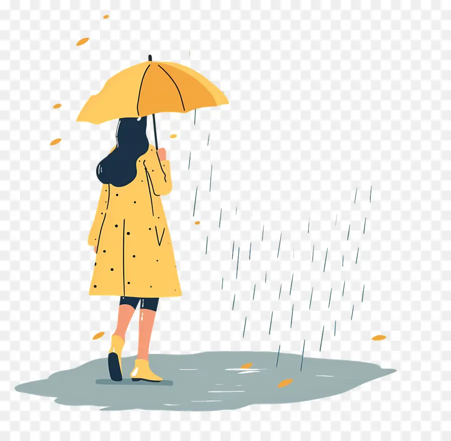 Femme Appréciant La Pluie，Femme Avec Parapluie PNG