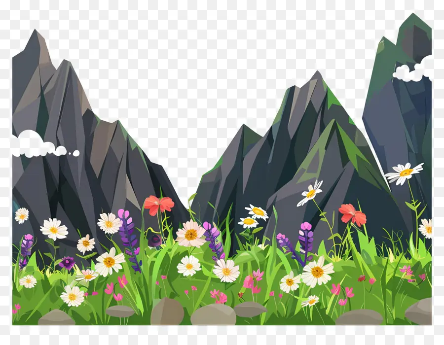 Chaîne De Montagnes，Marguerites PNG