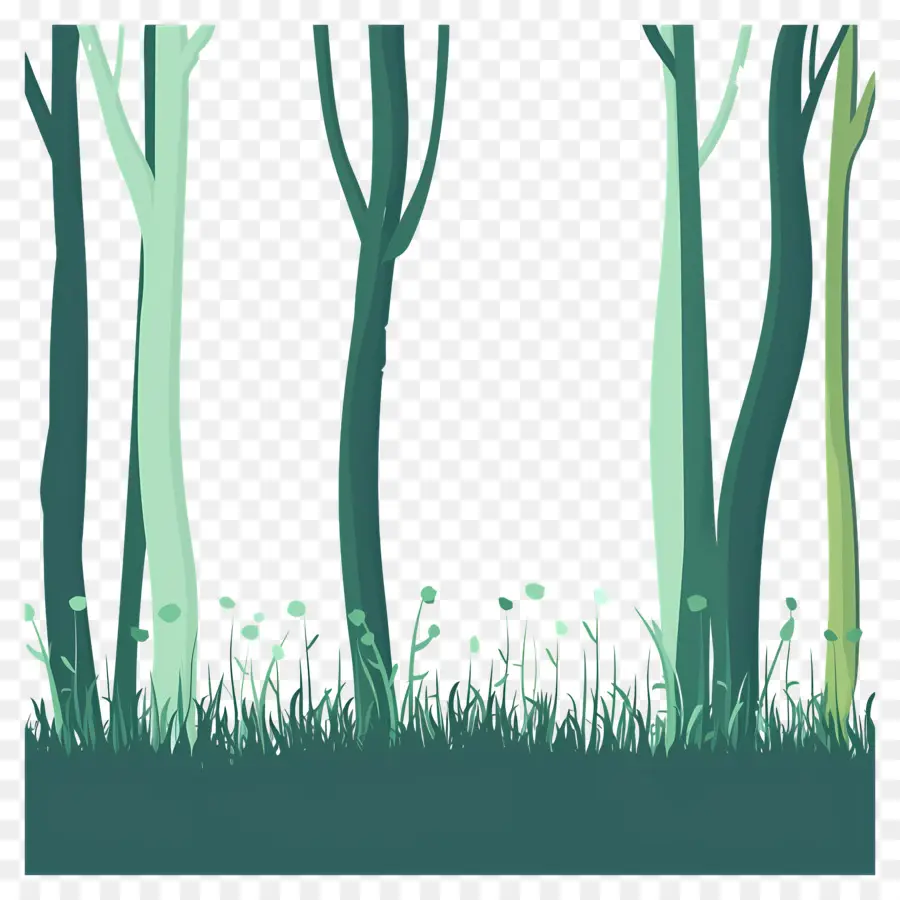 Forêt D'herbe，Arbres Verts PNG