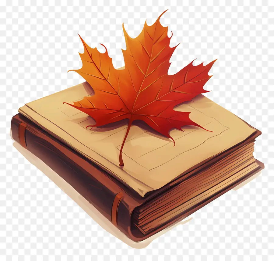 Feuille D'automne Sur Le Livre，Feuille PNG