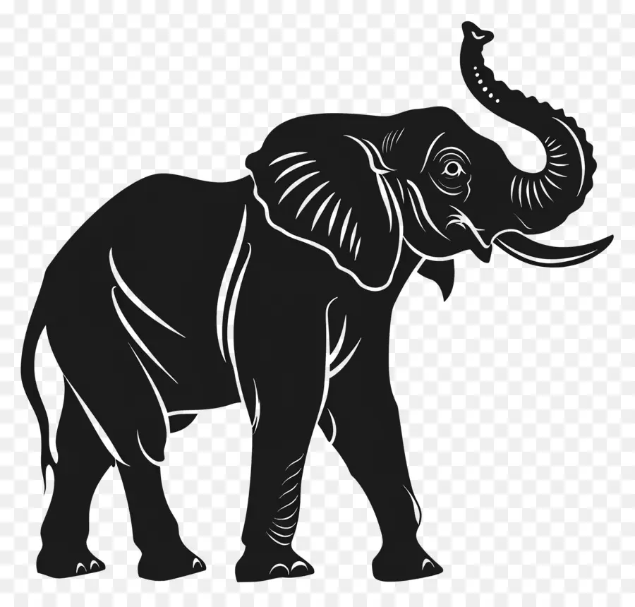 Trompe D'éléphant Jusqu'à La Silhouette，Silhouette D'éléphant PNG