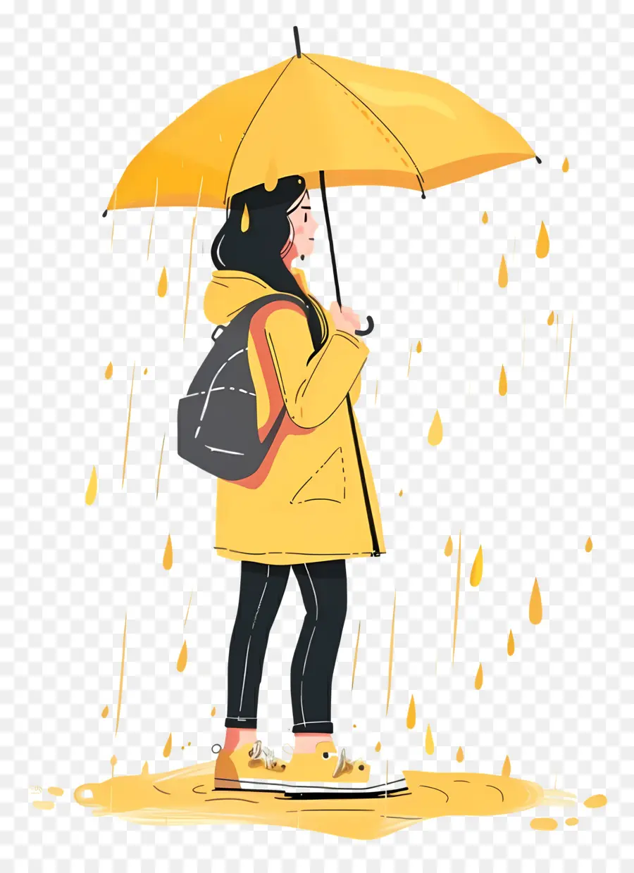 Femme Appréciant La Pluie，Femme Avec Parapluie PNG