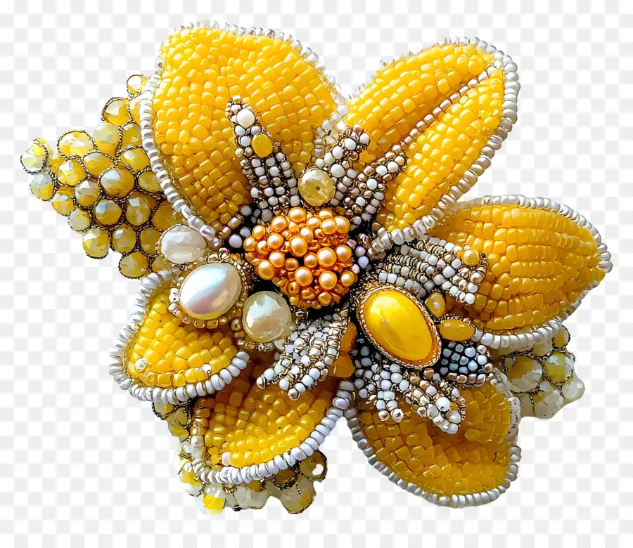 Broche，Broche Perlée Jaune PNG