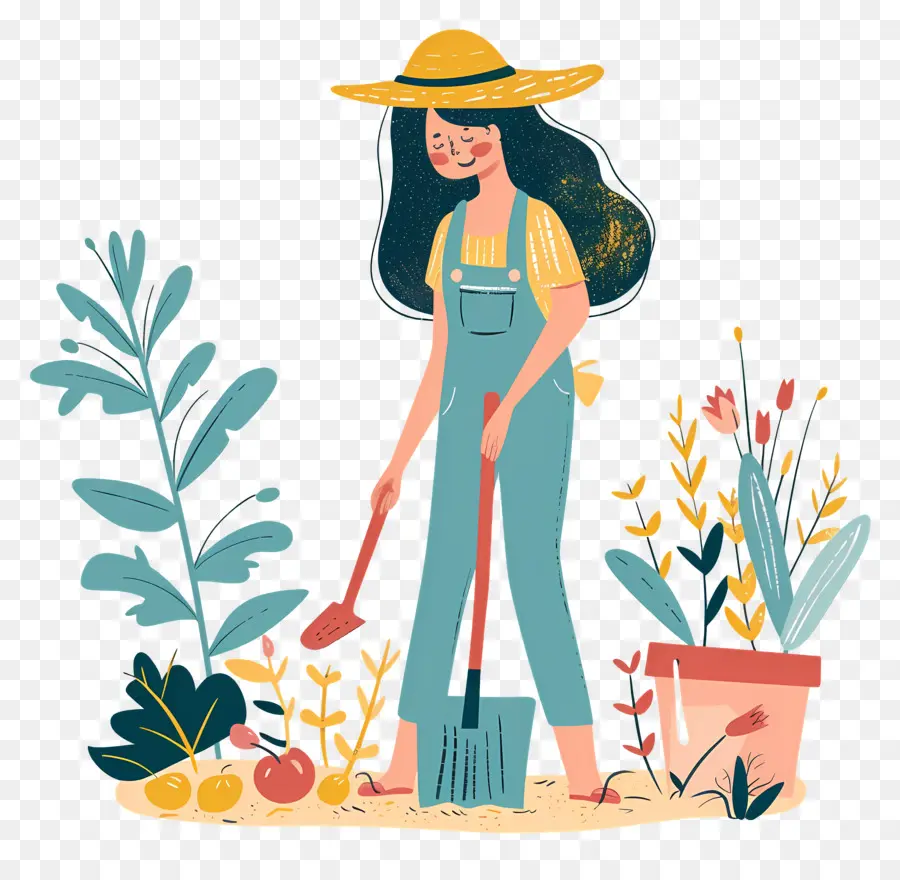 Femme De Jardinage，Jardinier PNG