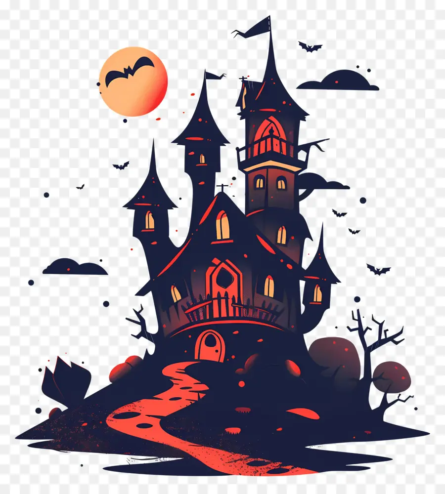 Château Effrayant D'halloween，Maison Hantée PNG