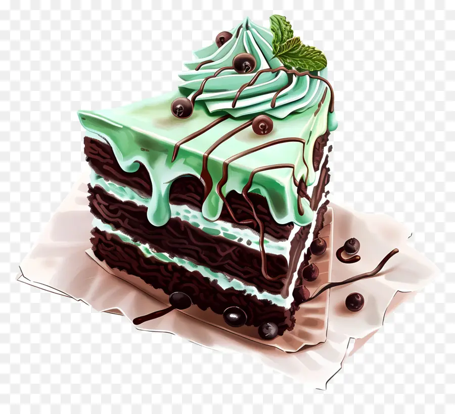 Gâteau Frais à La Menthe，Gâteau Au Chocolat Et à La Menthe PNG