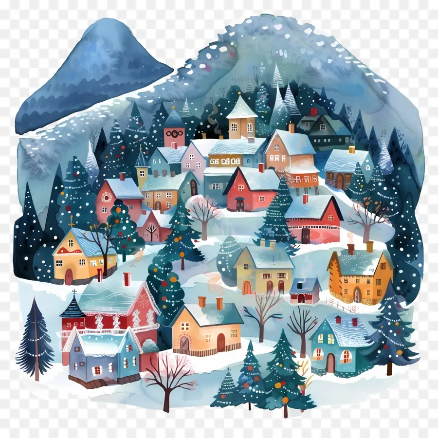 Pays Des Merveilles De L'hiver，Village Enneigé PNG