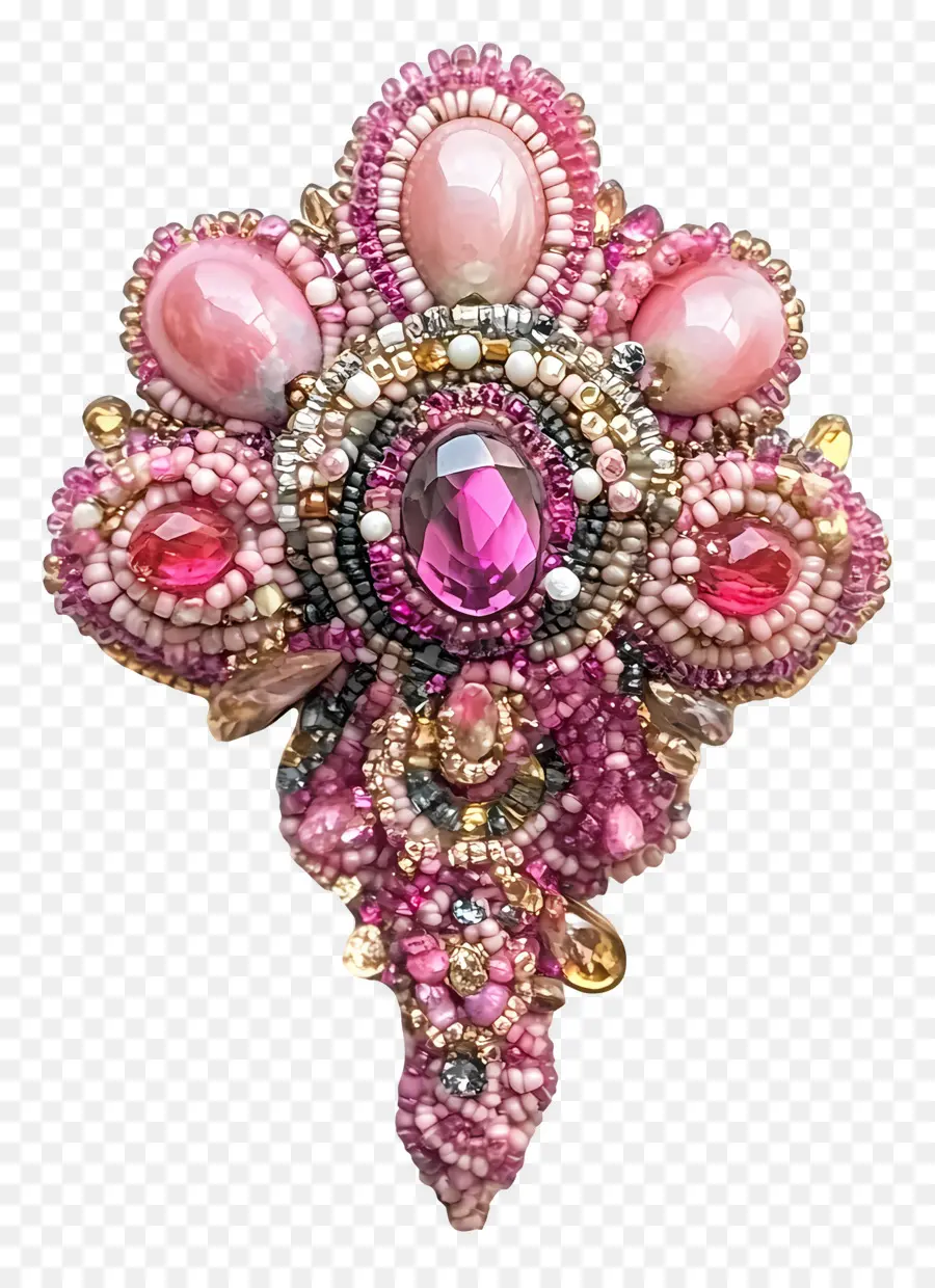 Broche，Broche Perlée Rose PNG