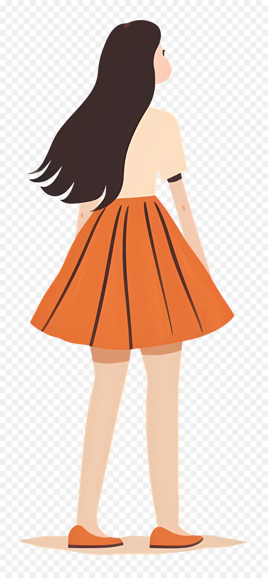 Femme En Jupe，Fille En Jupe Orange PNG