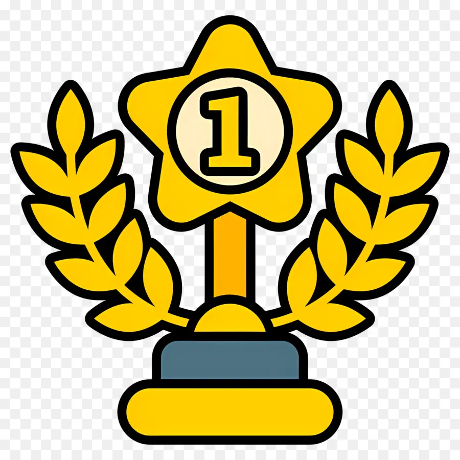 Trophée D'abord，Trophée D'or Avec Laurier PNG