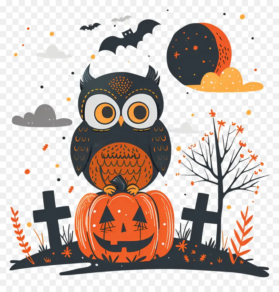 Chouette D'halloween，Chouette Et Citrouille PNG