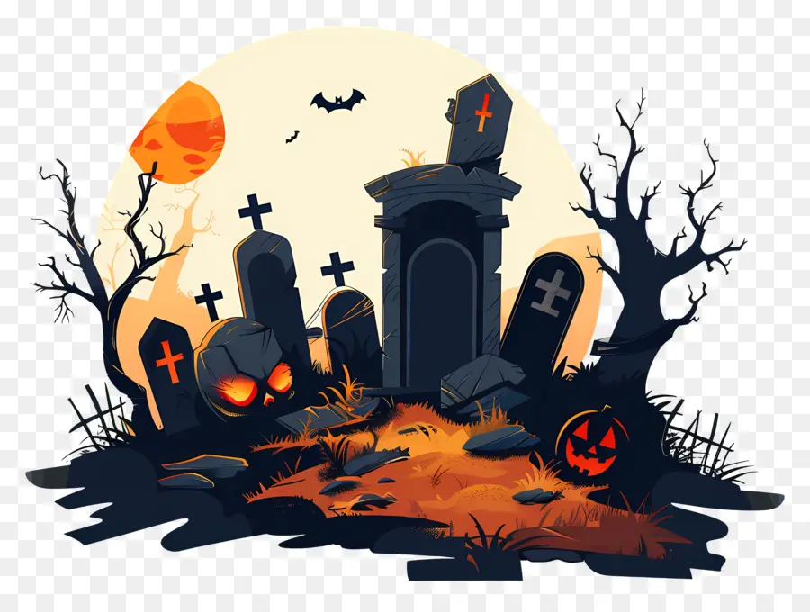 Cimetière D'halloween，Cimetière PNG