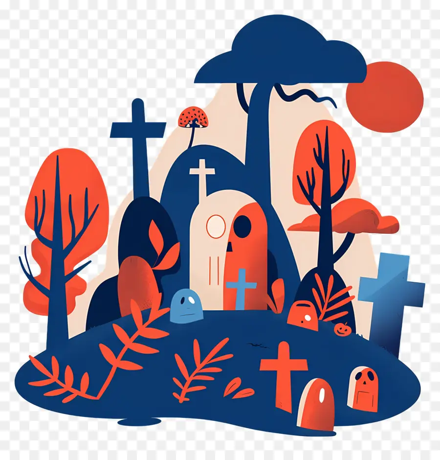 Cimetière D'halloween，Cimetière PNG