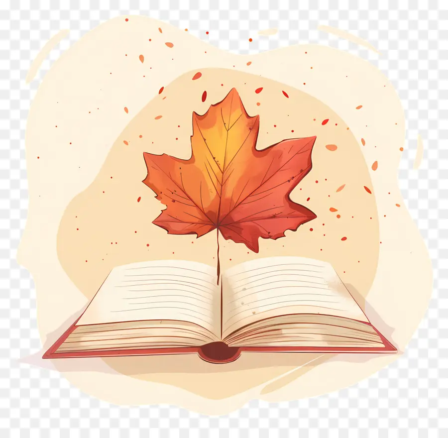 Feuille D'automne Sur Le Livre，Feuille PNG