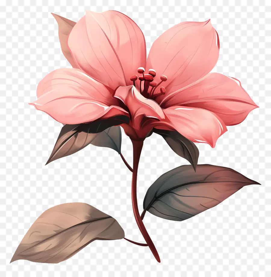 Fleur Rose，Feuilles PNG