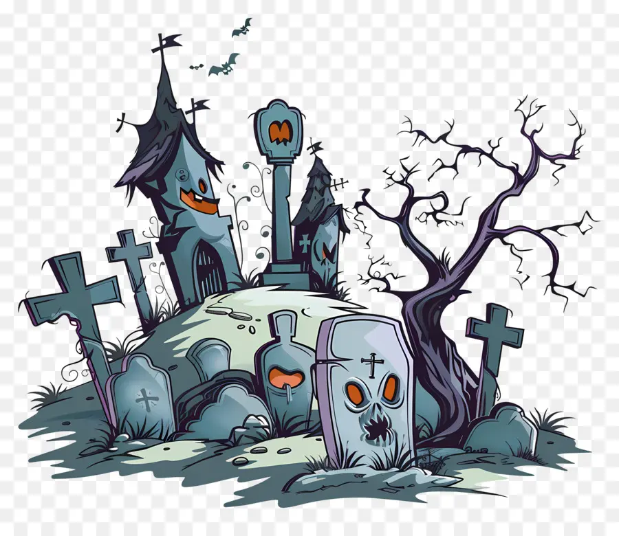 Cimetière D'halloween，Cimetière PNG