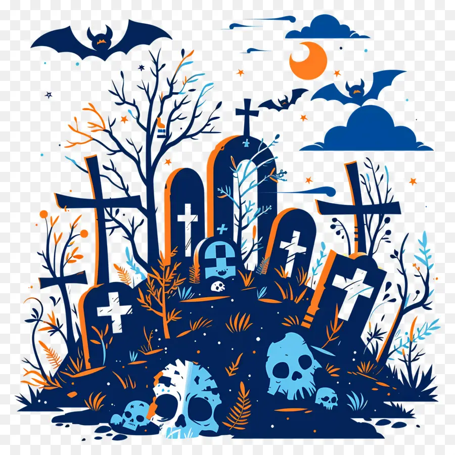 Cimetière D'halloween，Cimetière PNG