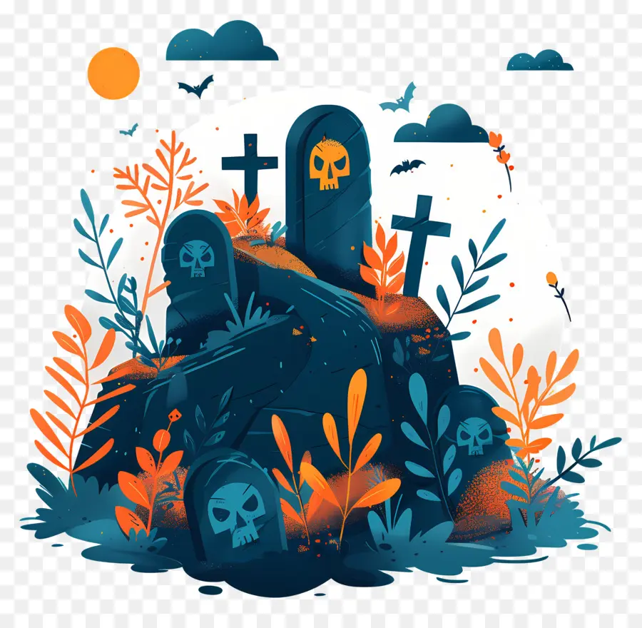 Cimetière D'halloween，Cimetière PNG