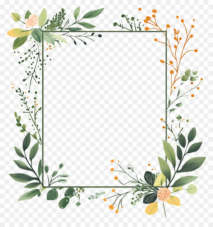 Cadre Simple Rectangle，Cadre Floral PNG