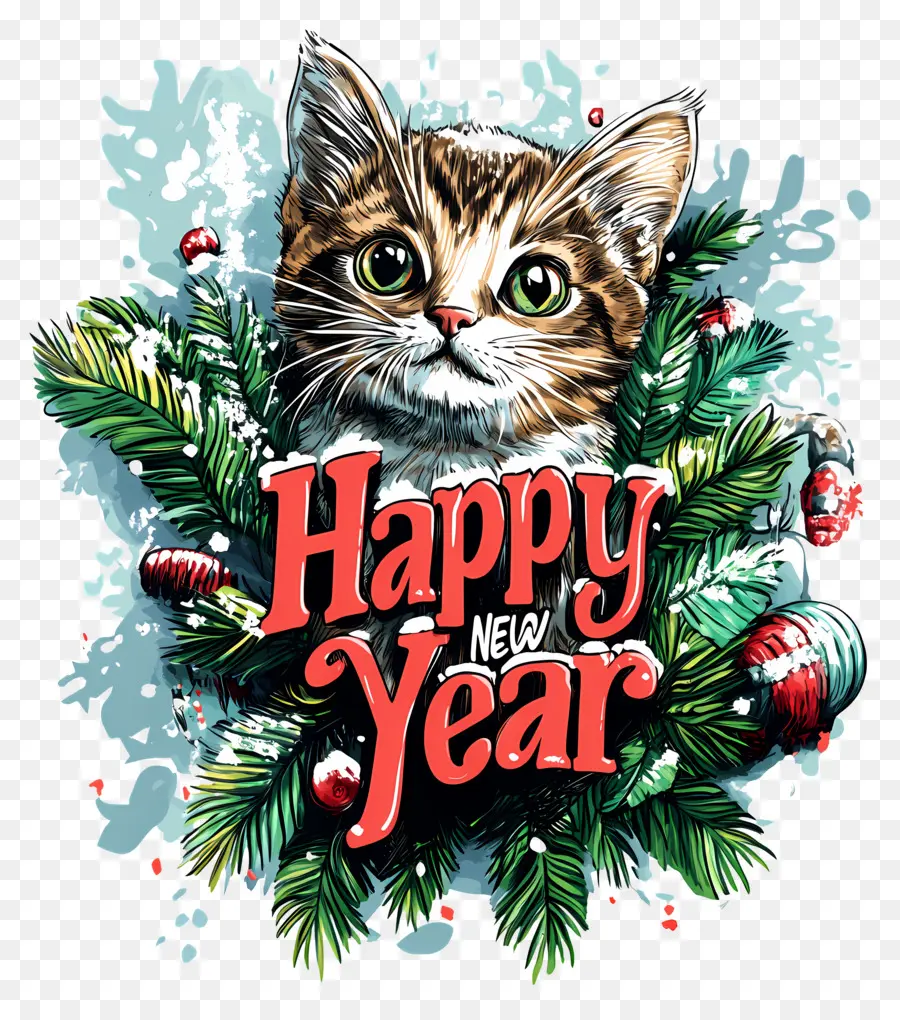 Bonne Année，Chat PNG