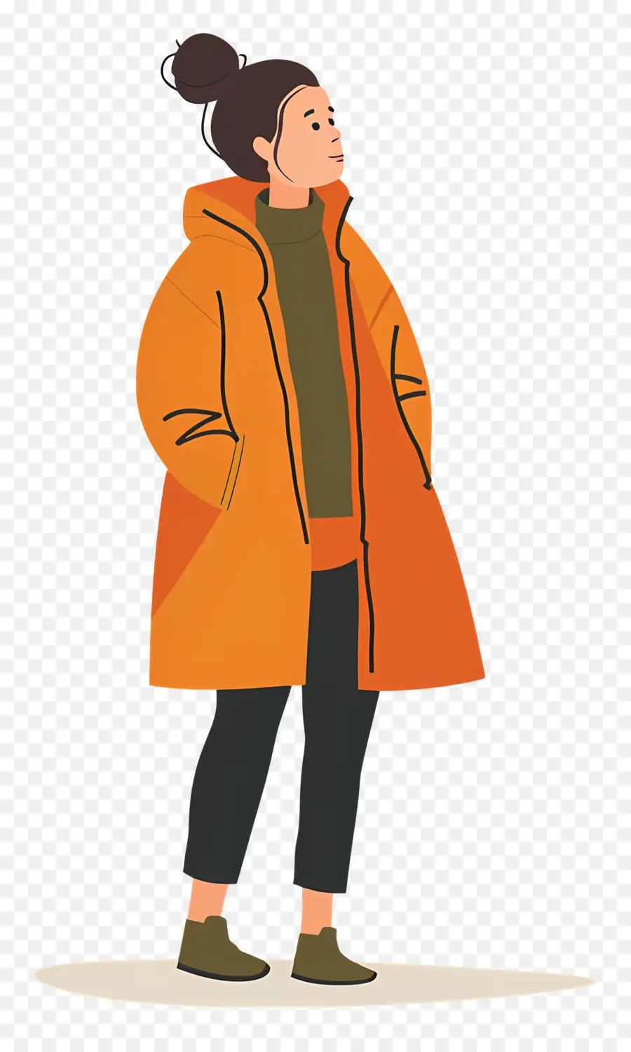 Femme En Manteau，Femme En Manteau Orange PNG