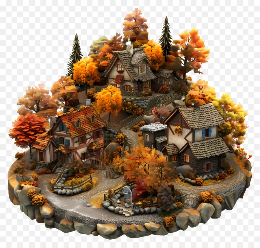 Village D'automne，Village Miniature PNG