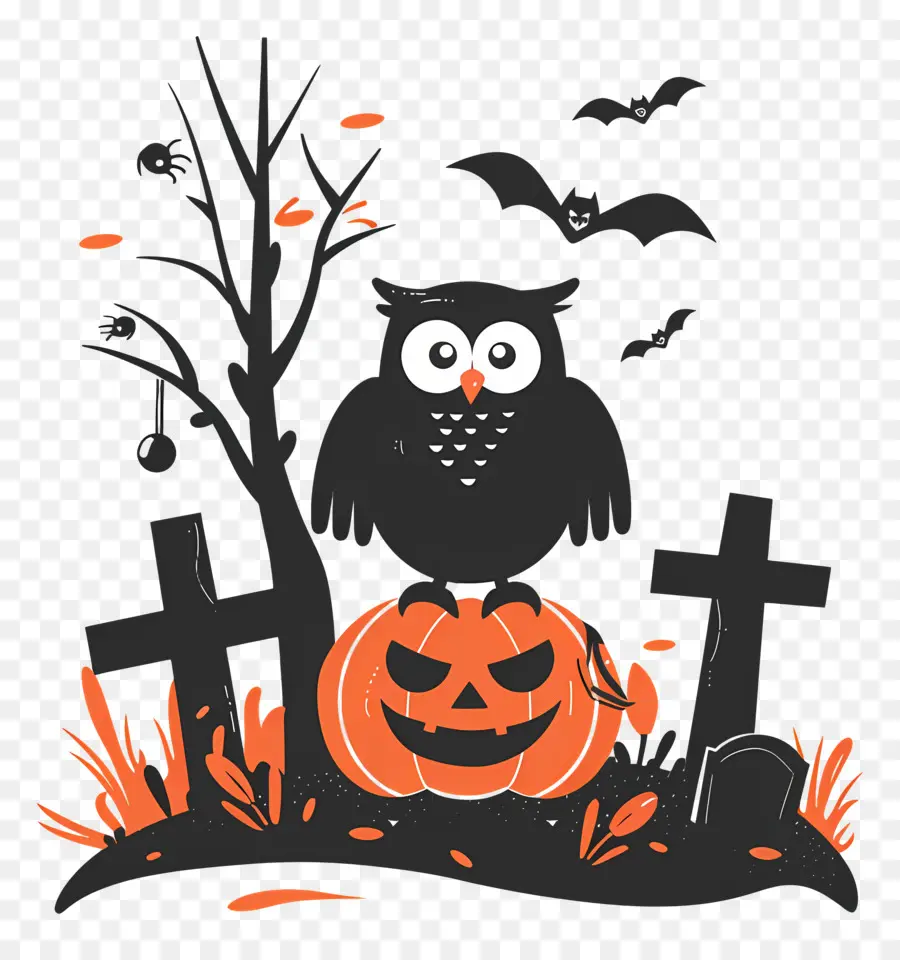 Chouette D'halloween，Citrouilles PNG