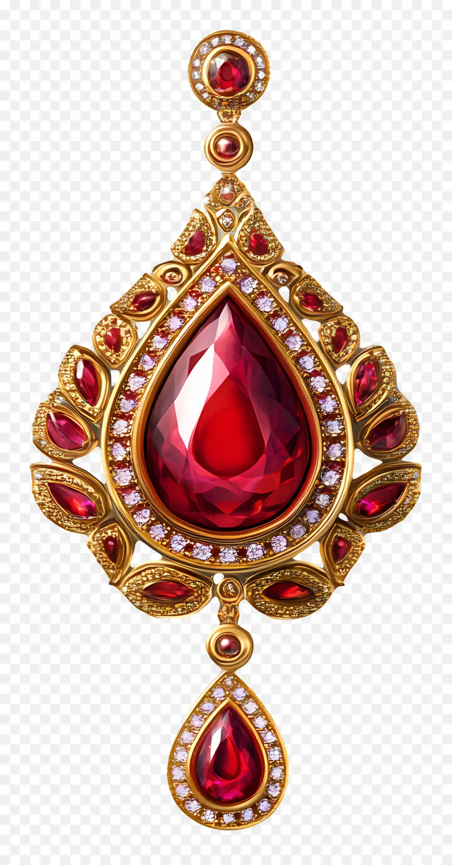 Kundan，Pendentif Pierre Précieuse Rouge PNG