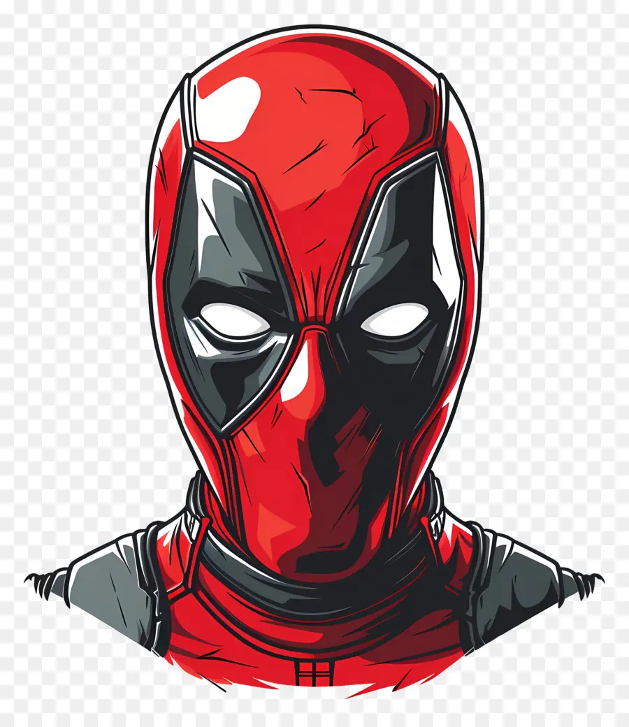 Visage De Deadpool De Dessin Animé，Masque Rouge Et Noir PNG