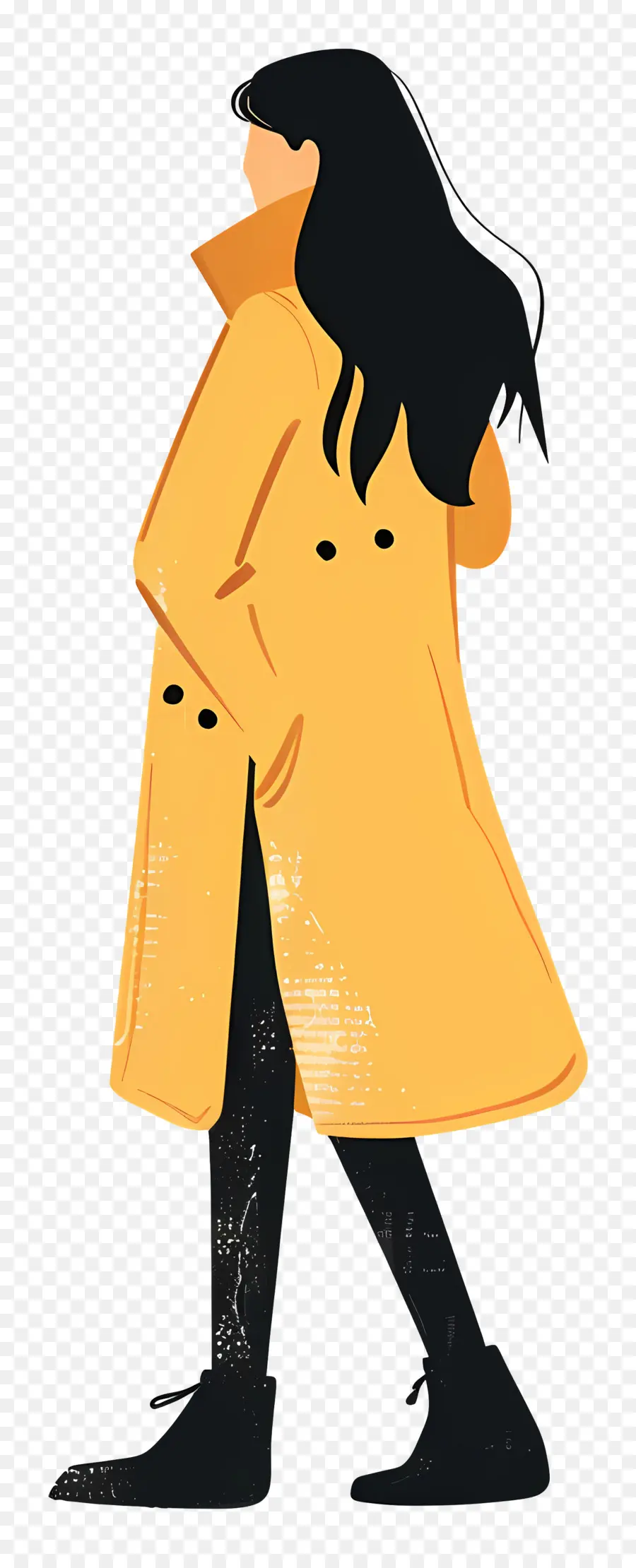 Femme En Manteau，Manteau Jaune PNG