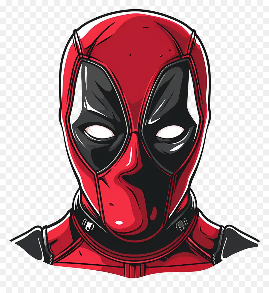 Visage De Deadpool De Dessin Animé，Masque Rouge Et Noir PNG