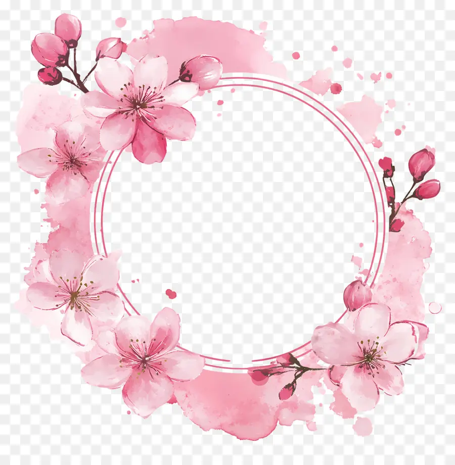 Cadre Simple Rose，Couronne De Fleurs PNG