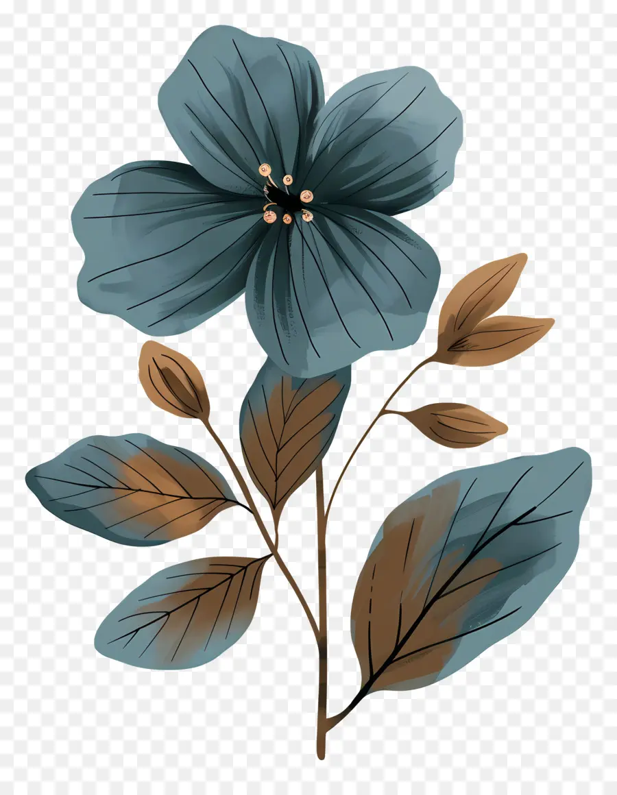 Fleur Bleue，Feuilles PNG