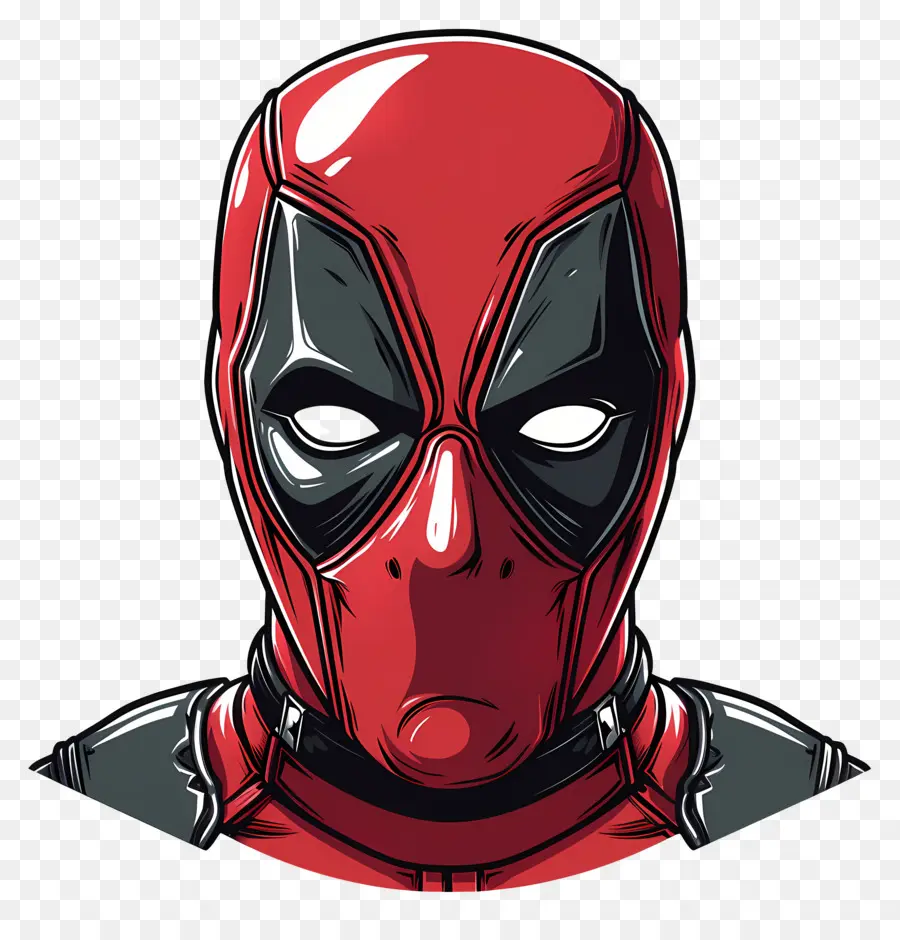 Visage De Deadpool De Dessin Animé，Masque Rouge Et Noir PNG