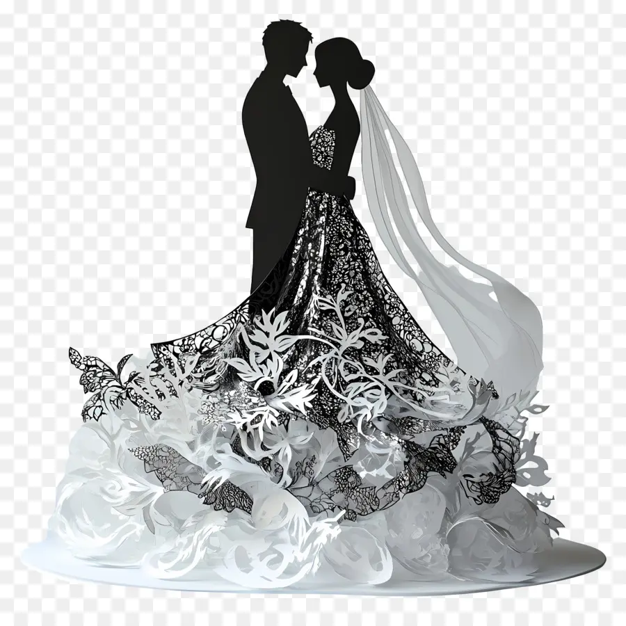 Silhouette De Mariage，Couple PNG