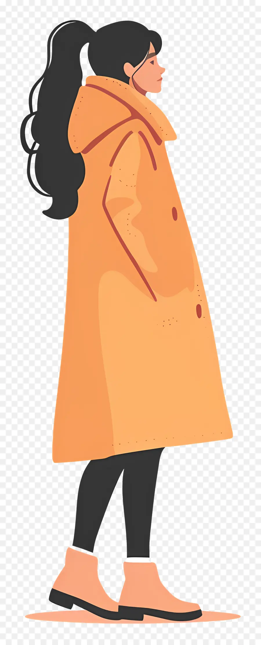 Femme En Manteau，Femme En Manteau Orange PNG