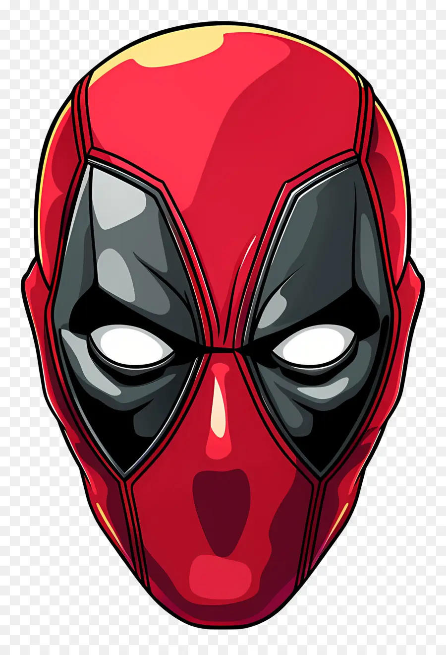 Visage De Deadpool De Dessin Animé，Masque Rouge Et Noir PNG