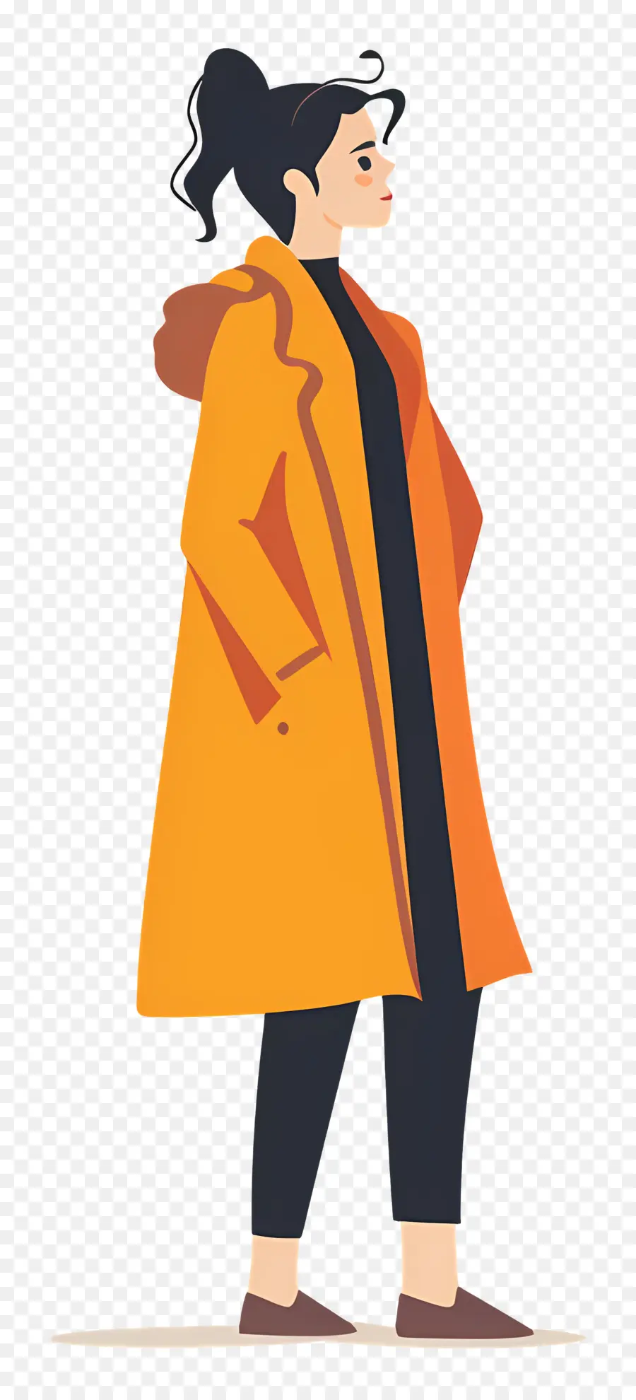 Femme En Manteau，Femme En Manteau Orange PNG